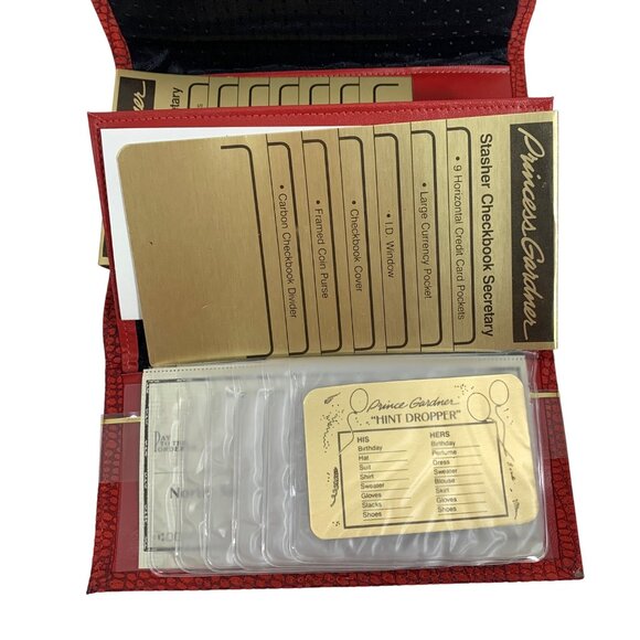 Princess Gardner Stasher Checkbook Secretary Wallet Red Cowhide w/ Gift Box - Picture 5 of 10